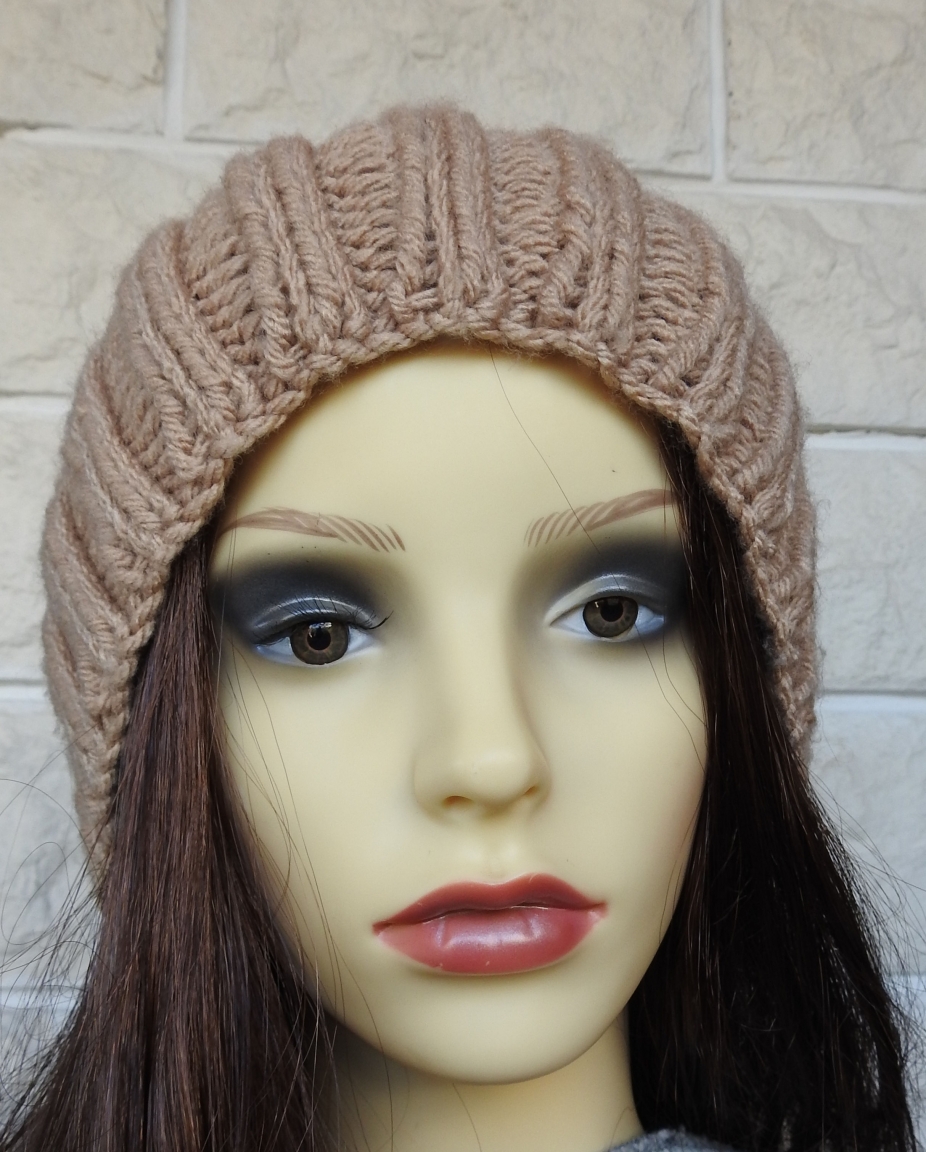 Women's Camel Hat With Dark Brown Pom Pom Free Shipping
