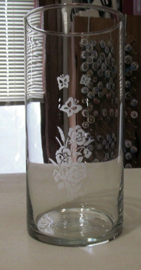 Butterfly/Floral Etched Vase by sjehandcrafts, Floral Craft