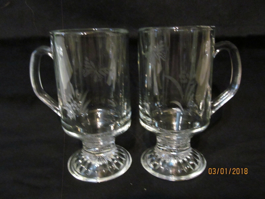 Etched Irish Coffee Mugs by sjehandcrafts, Floral Craft