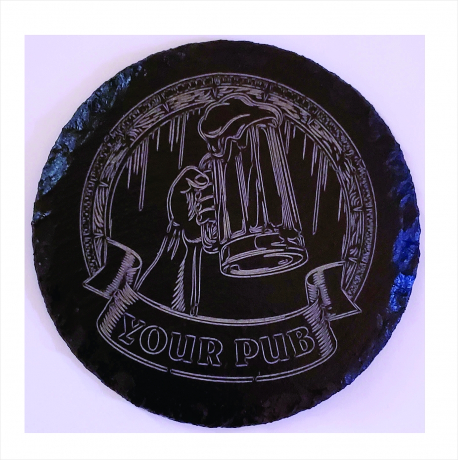 Coasters Personalized Your Pub Set of 4 Laser Engraved Slate