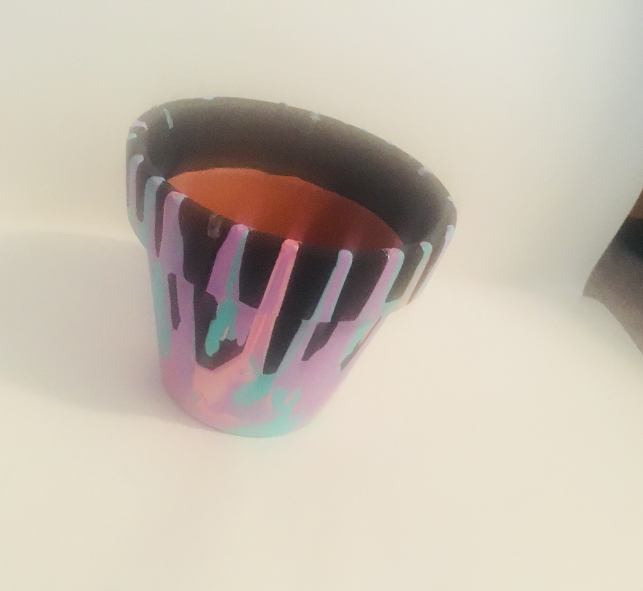 Dripped painted flower pot by Store 26221 Melanie Burton