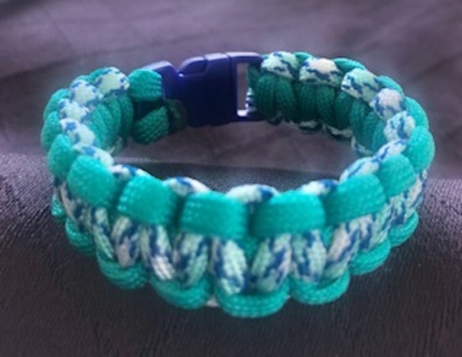  Paracord  bracelet blue mint green  white  by gmas7 creations