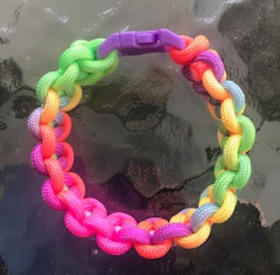 Paracord bracelet neon rainbow by gmas7 creations, Bracelets