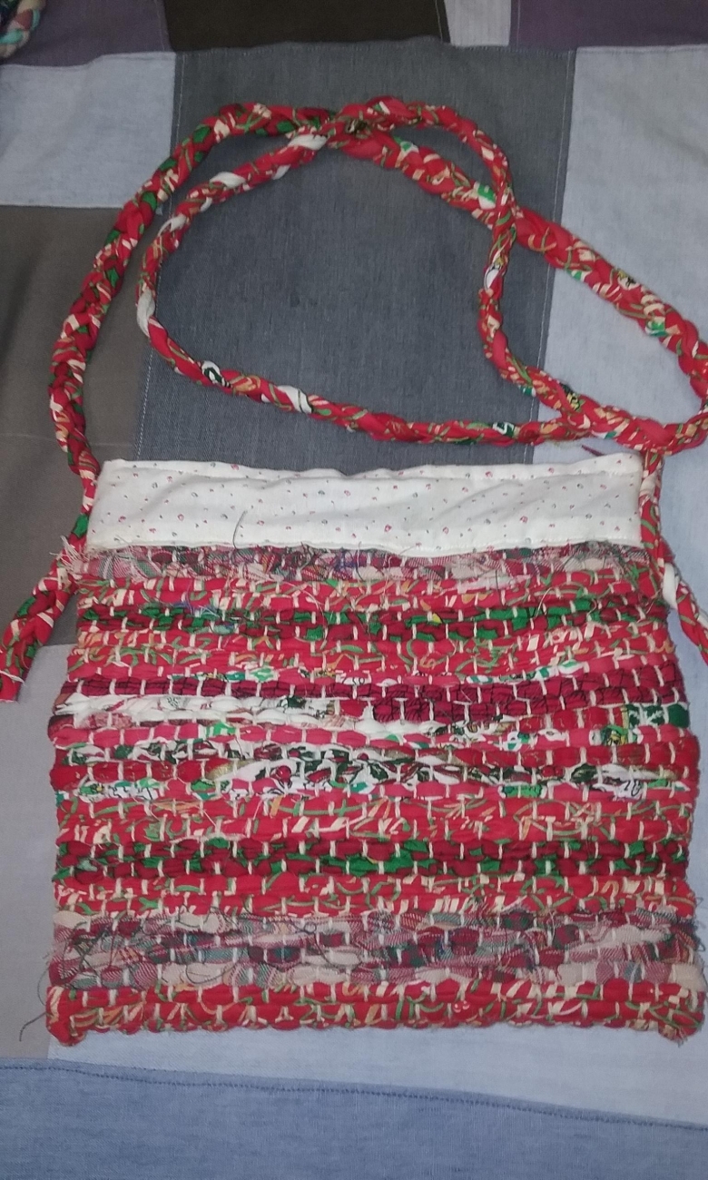 Medium Rag Rug Bag in Reds by Manitu Okahas Studio, Bags & Purses