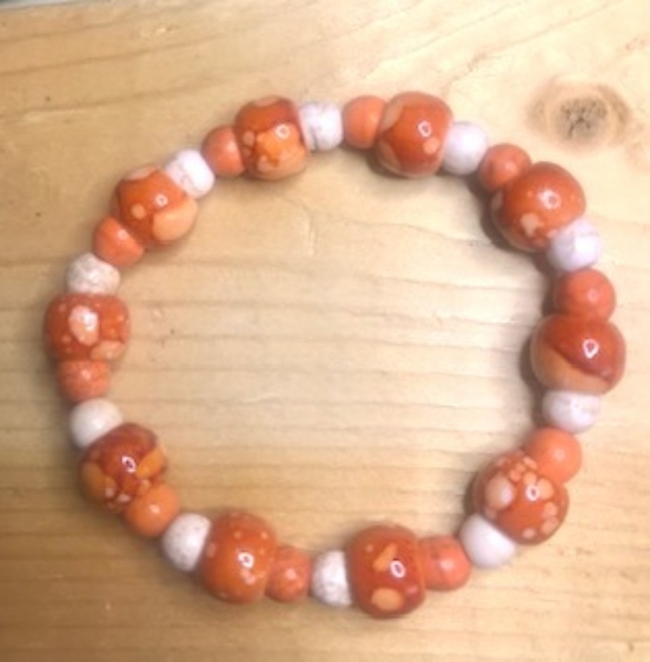 Orange beaded bracelet by gmas7 creations, Bracelets