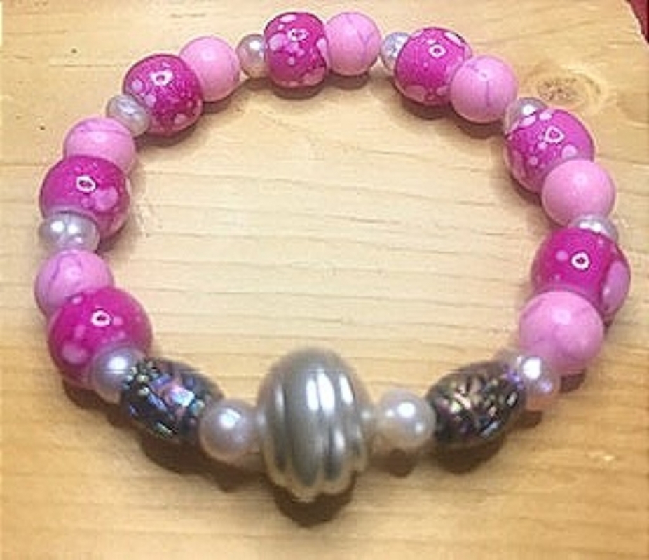 Pink beaded bracelet by gmas7 creations, Bracelets