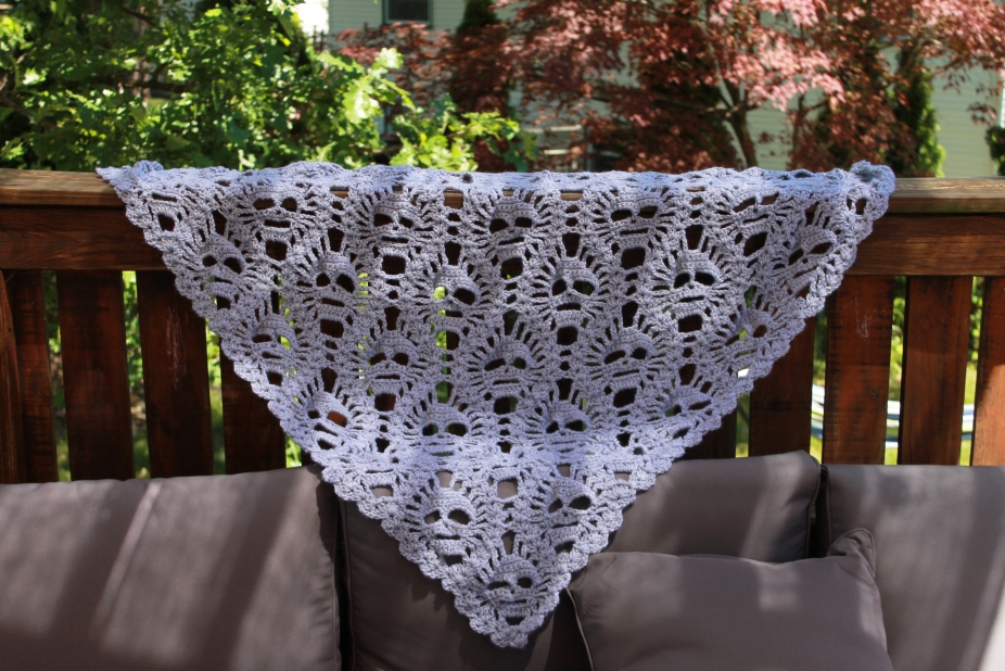 Crochet Skull Shawl, light grey by Mouses Craft Room, Shawls