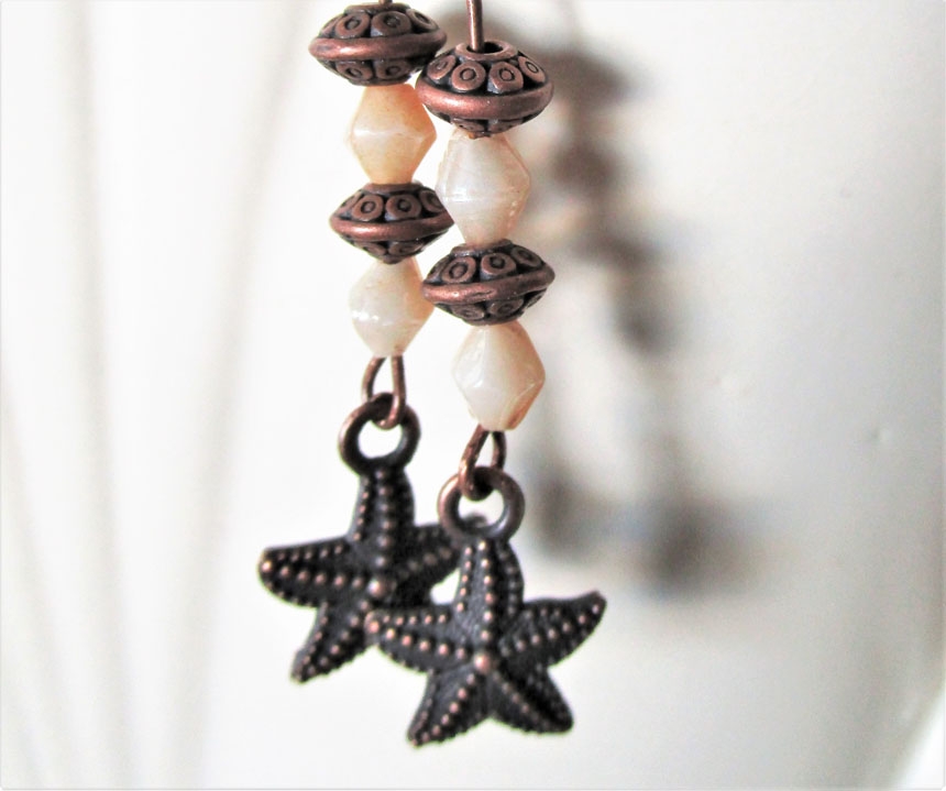 Dangling starfish drop earrings by Jeanella Jewelry and Things