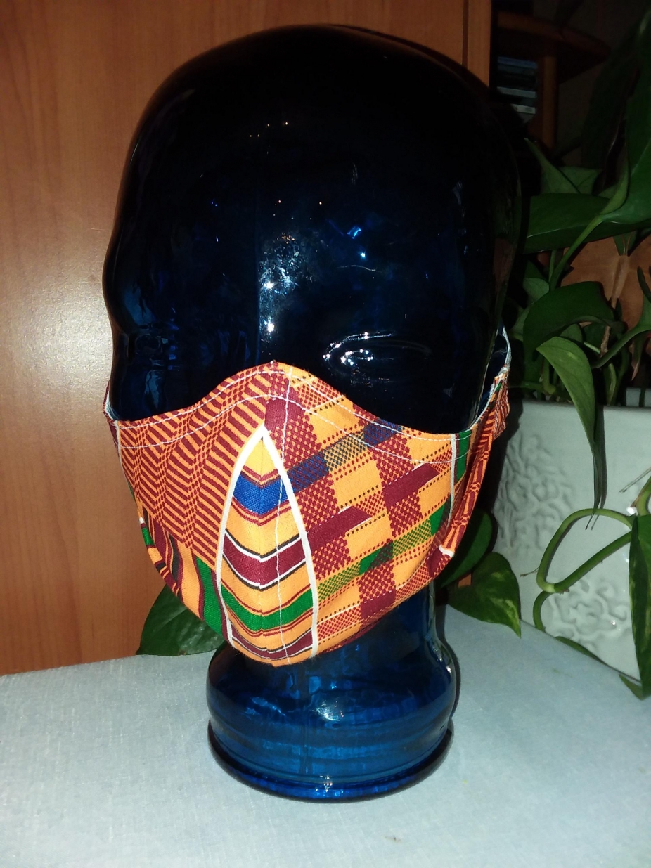 Face Mask-1 adult Kente Cloth, Reusable, Washable, Double