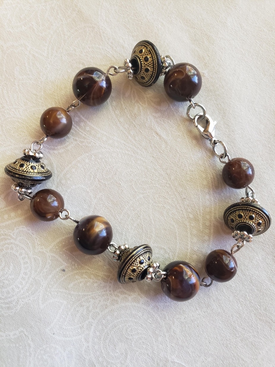 Brown Beaded Bracelet by Handcrafted By Heinrichs, Bracelets