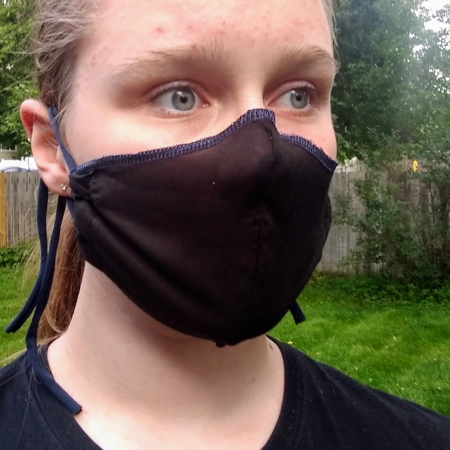 Black Large Breathable Handmade Organic Mask by breathe organic