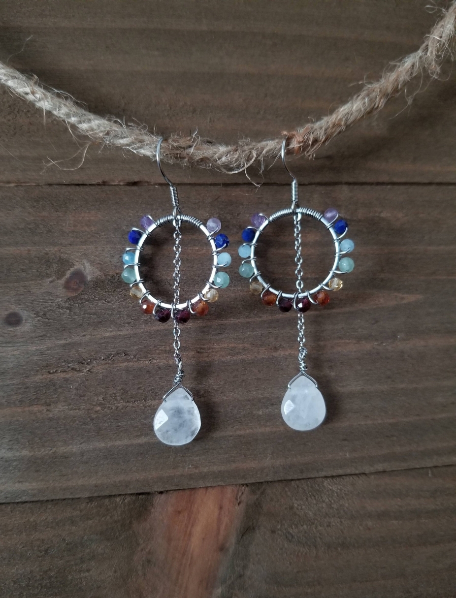 7 Chakras Earrings Healing Jewelry Reiki Yoga Balancing