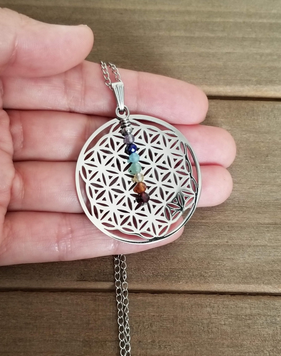 Flower of life chakra necklaces