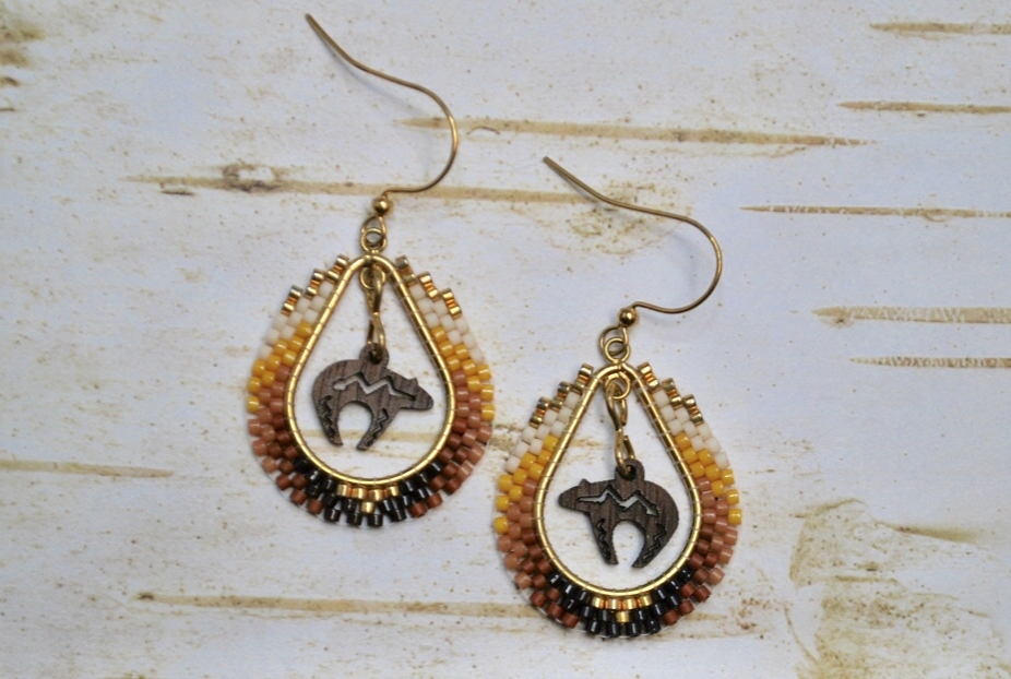 Native American Inspired Zuni Bear Drop Earrings by Thoughtful Dog