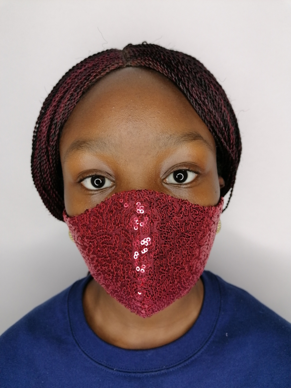 Glittering Soft Sequin Face mask - Magenta by Tutu African Clothing