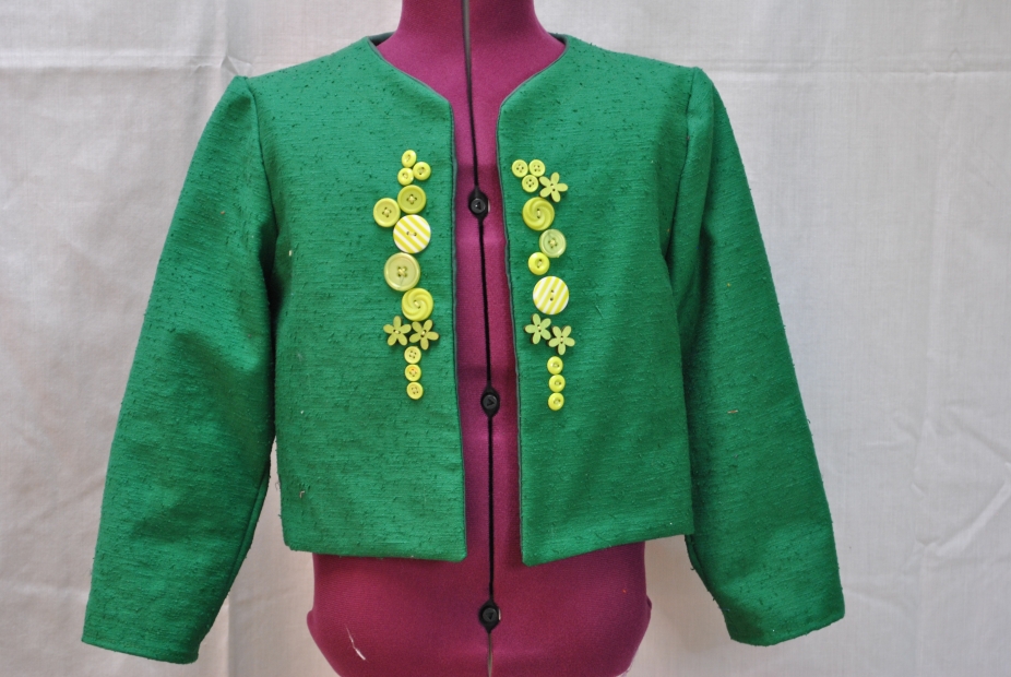 Green decorated jacket/coverup by Custom Sewing by Joyce and Diane,
