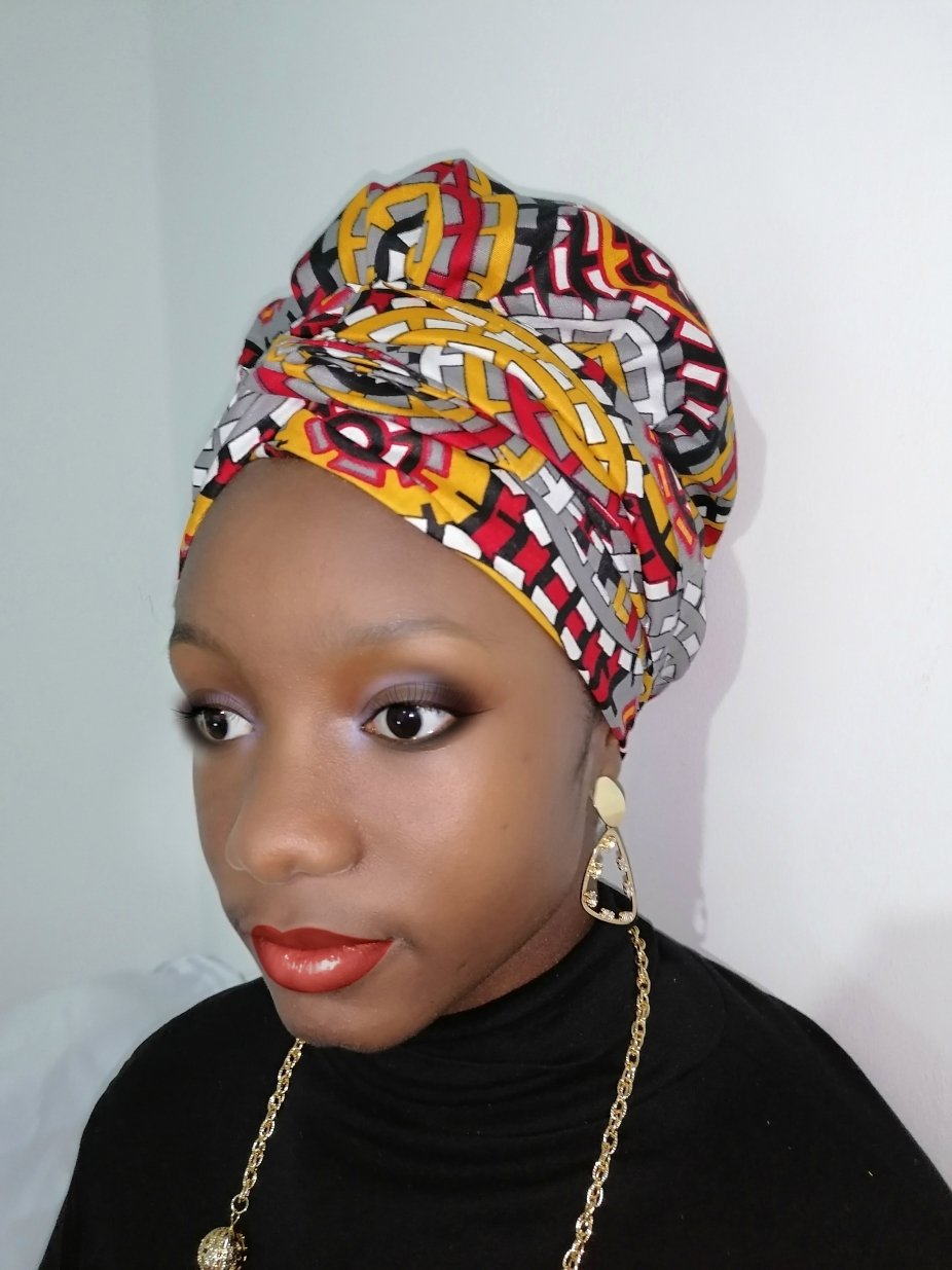 Satin Lined Ankara With Tie Head Wrap