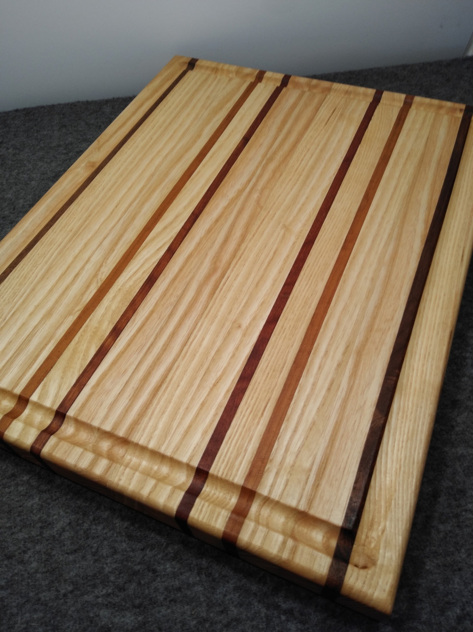 Handmade Ash, Cherry, Walnut And Padauk Edge Grain Cutting Board W Blood