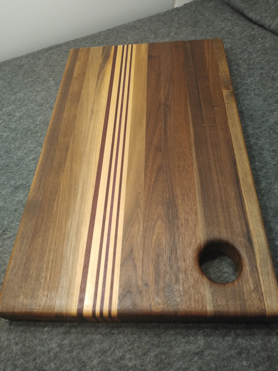 Handmade Walnut, Maple and Padauk Edge Grain Cutting Board/Chopping Block