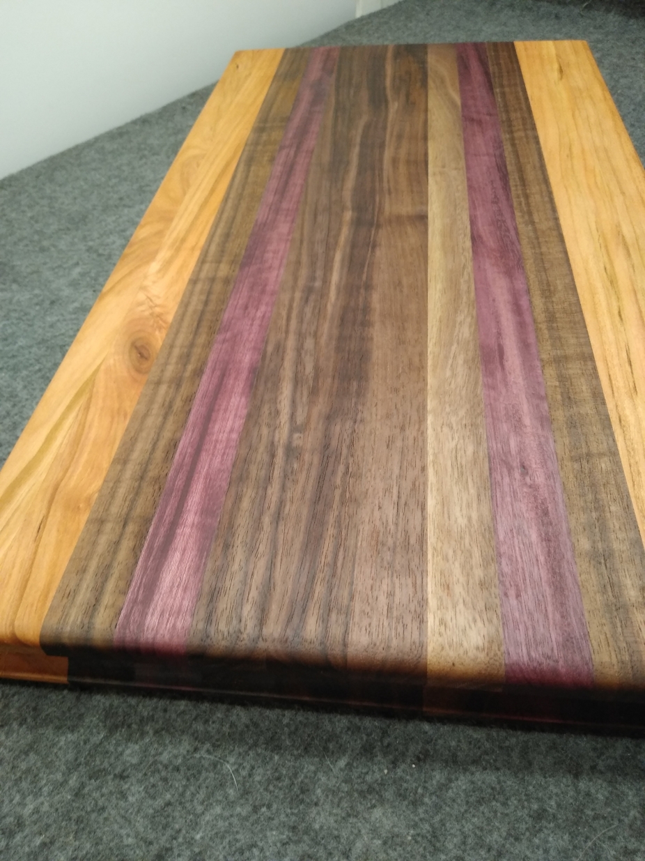 Walnut, Cherry and Purple Heart Edge Grain Cutting Board