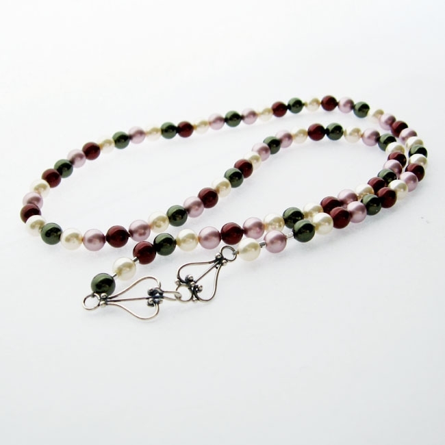 Custom Crystal Pearl Classic Necklace with Bali Silver Clasp