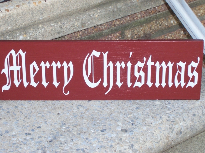 Merry Christmas Wood Vinyl Sign - Home Decor Prim Decoration