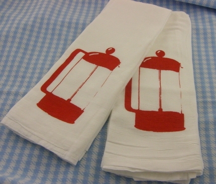 French Press Kitchen Towel Set - Red by Moxie Madness,
