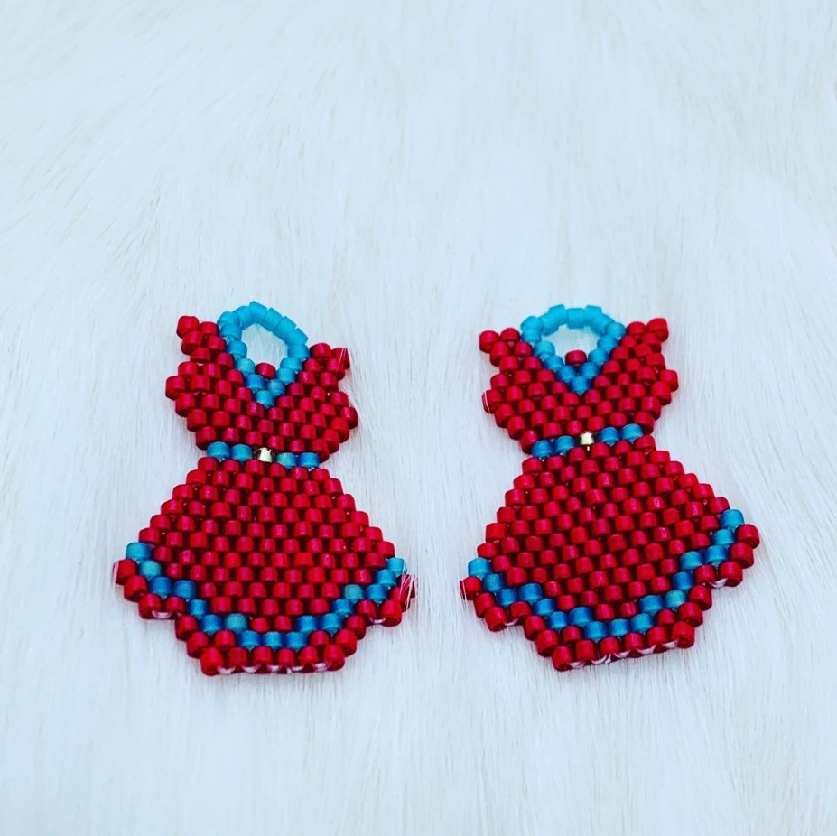 strapless open back dress Beaded Earrings - ByKaren - Red Dress main image 0