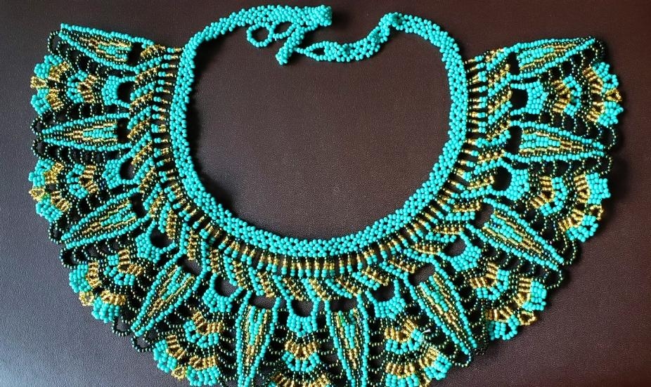 Mayan Style Beaded Turquoise Chocker Indigenous Jewelry