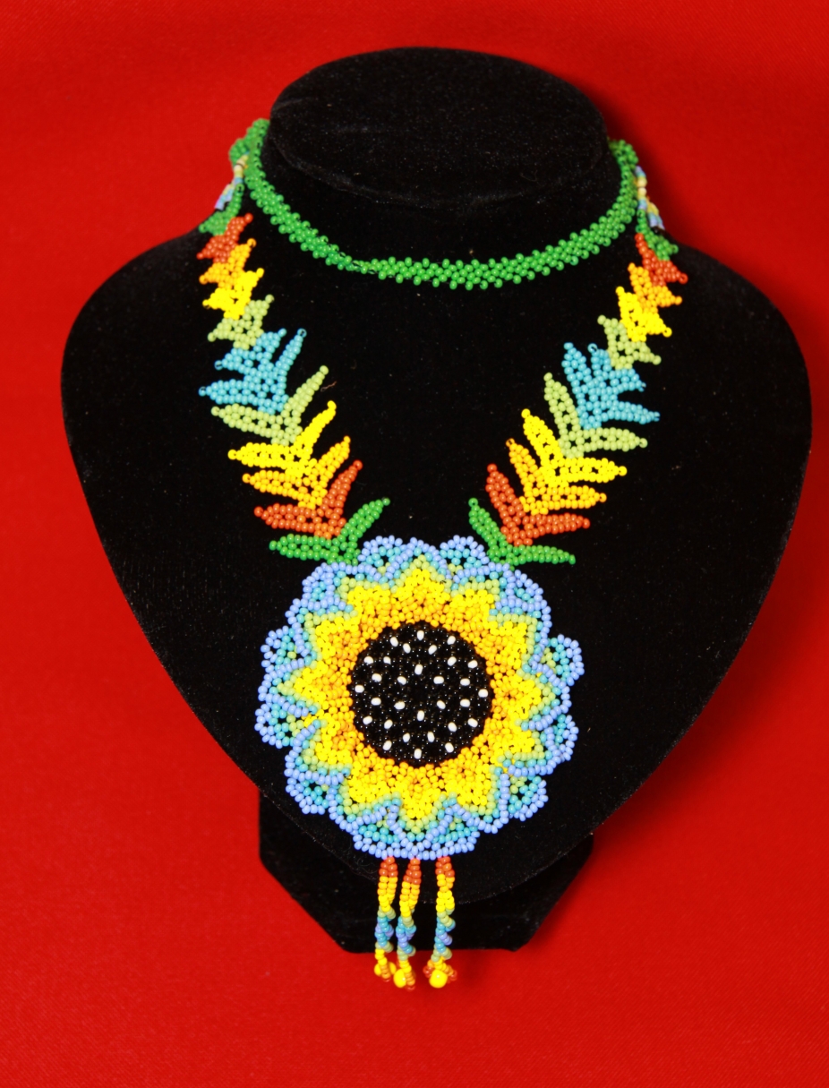 Embera Beaded Sunflower Indigenous Necklace By Indigenearts