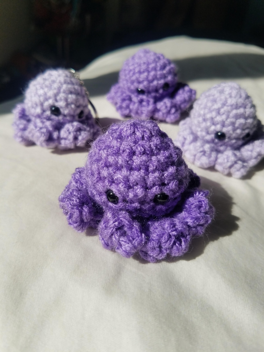 Purple Octopus Keychain By Crochet By Kate, Keyrings Keychains