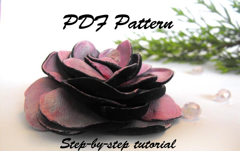 Leather rose flower PDF pattern. Stepbystep tutorial by Julishland