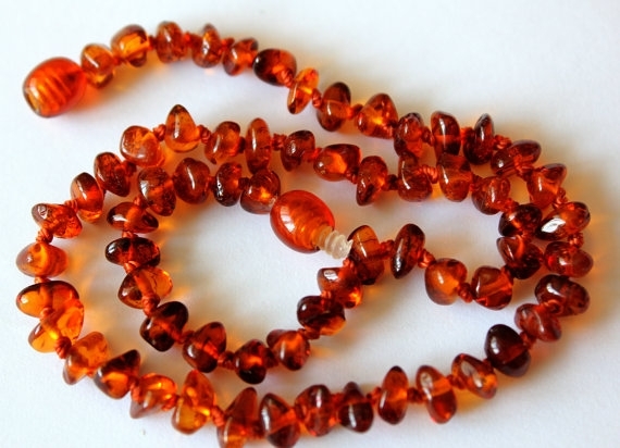 Cognac Polished Baltic Amber Baby Teething Necklace by Teething Baby