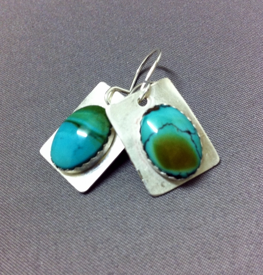 Handcrafted, sterling silver, turquoise earrings by Azure Accessories