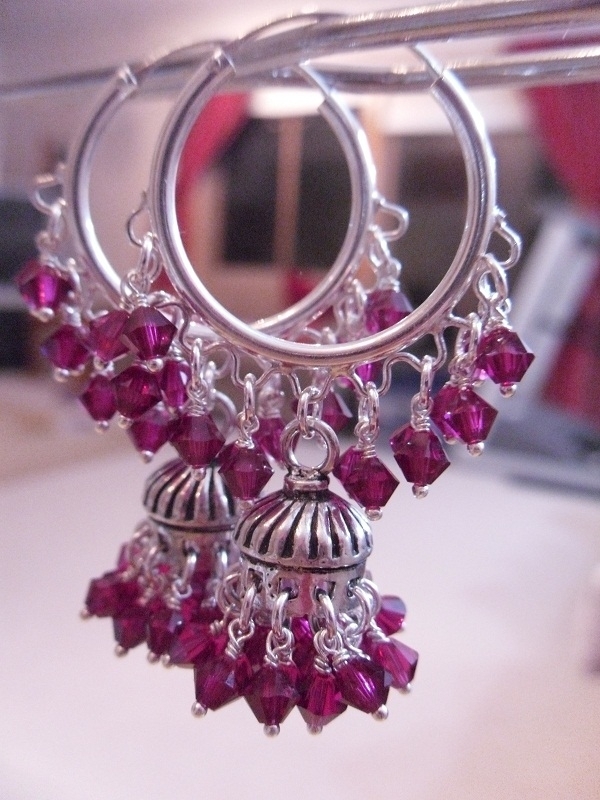 Jaipur Jhumkas Silver Jhumkas with Ruby Red Swarovski
