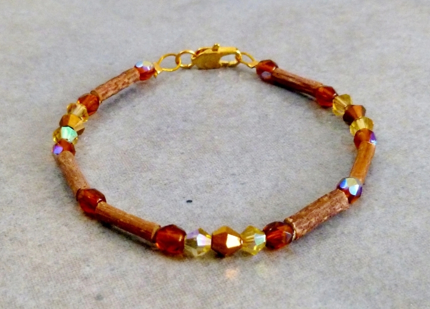 Therapeutic - Hazelwood Antique Gold & Amber Crystal Bracelet