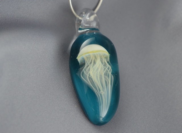 Jellyfish Necklace by Lady Dragon Glassworks, Necklaces