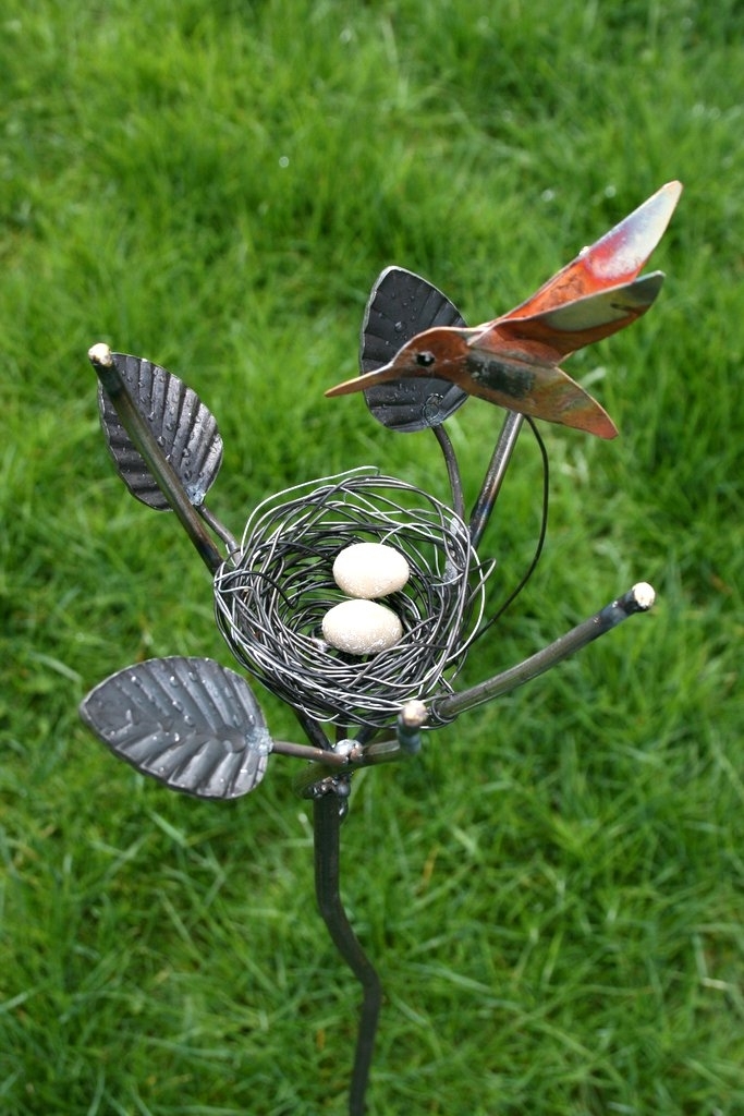 Hummingbird Nest Garden Stake by DesignerSculpture, Sculpture