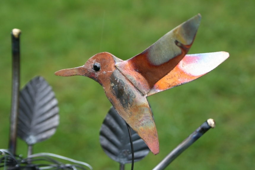 Hummingbird Nest Garden Stake by DesignerSculpture, Sculpture