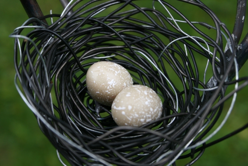 Hummingbird Nest Garden Stake by DesignerSculpture, Sculpture