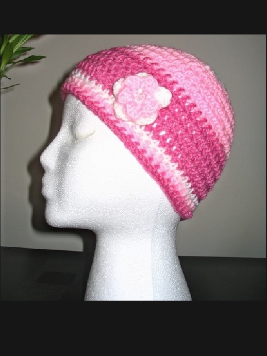 Ladies Crochet Hat with Flower by Crochet by Lyn, Hats