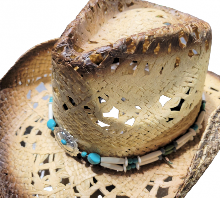 Handmade Western Cowboy Hatband with Silver, Turquoise, Thin  Black Horn Hairpipe bead hat band, Handmade, For Men or Women, Cowgirl or Cowboy  Hatband : Handmade Products