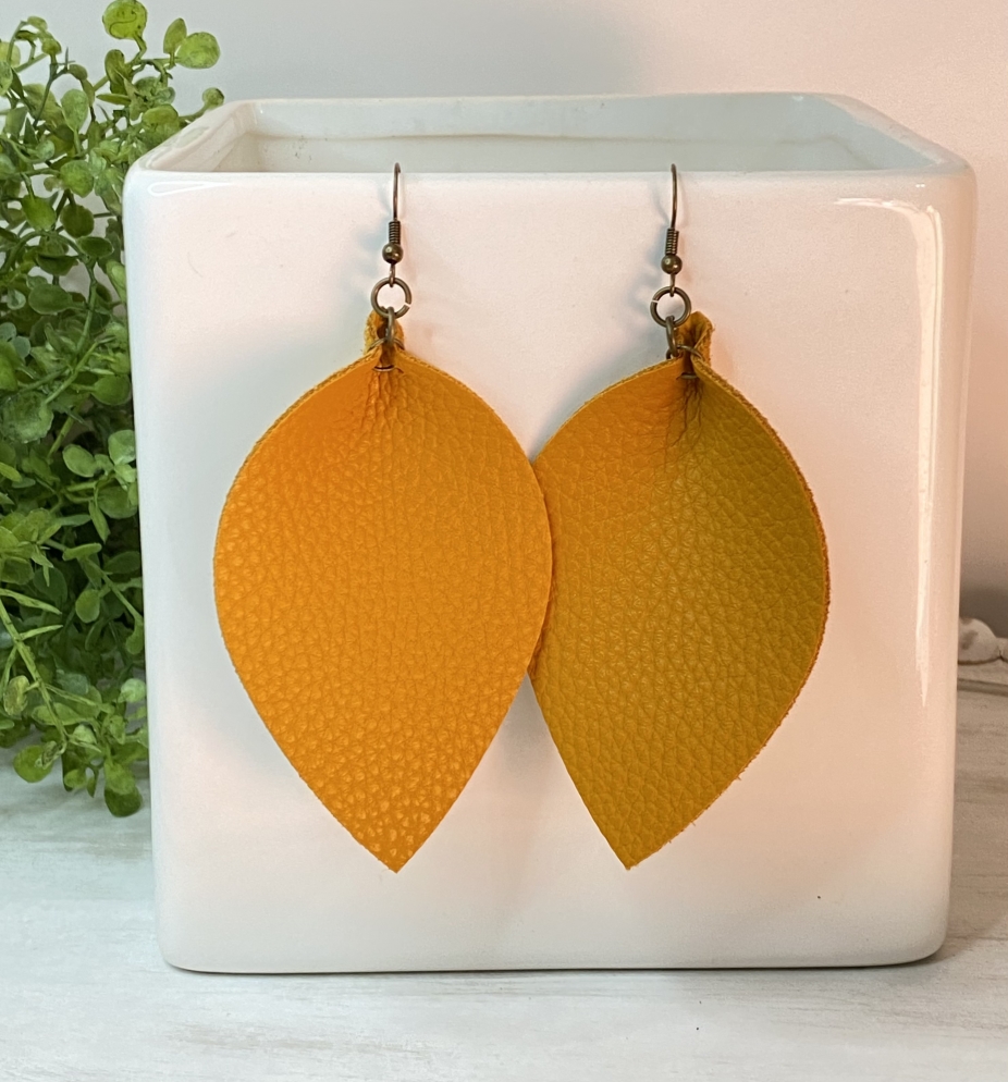 yellow leather earrings