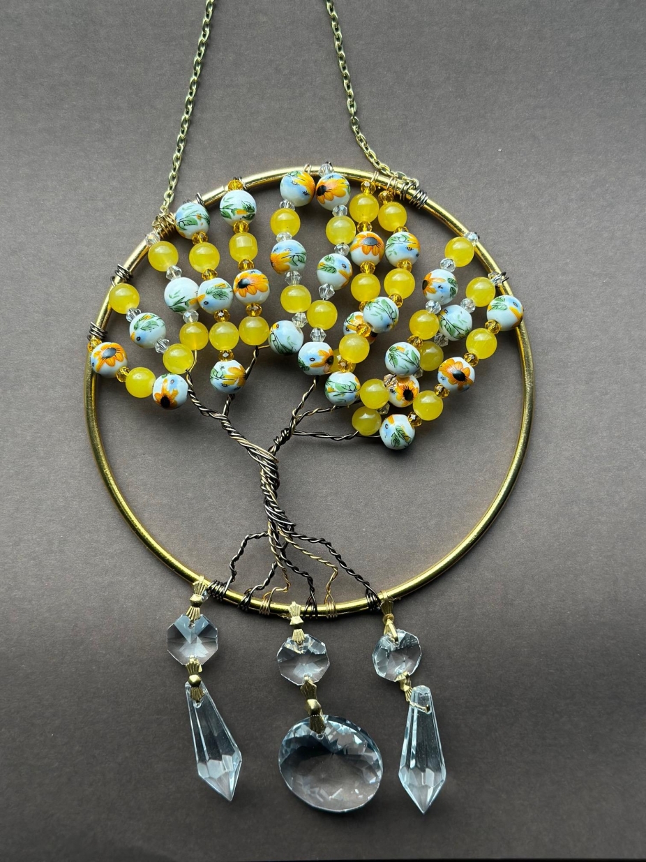 Suncatcher Yellow sunflower citrine healing stones and Crystals