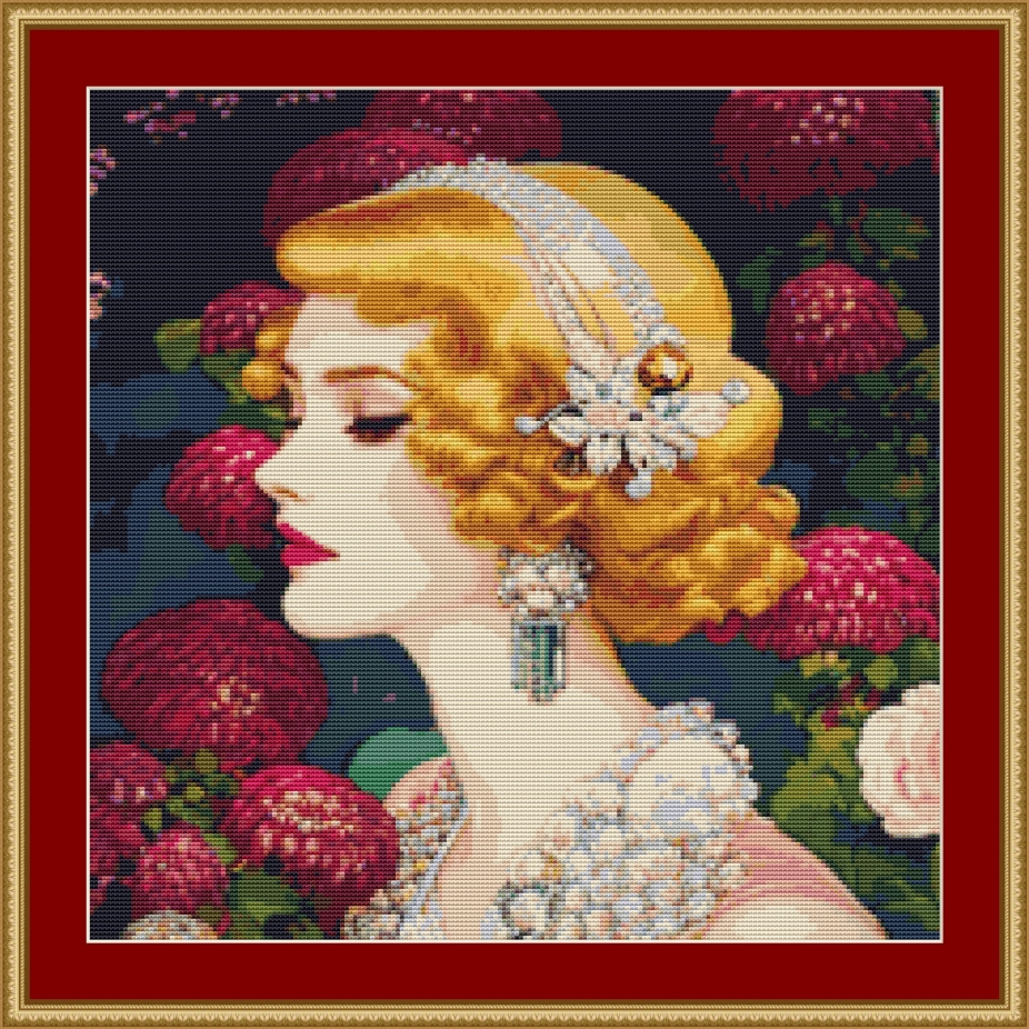 Flapper Woman Cross Stitch Pattern by Avalon Cross Stitch