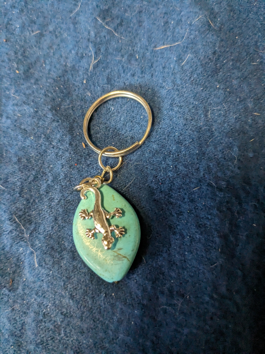 Imitation turquoise and gecko keychain by Orions Mom