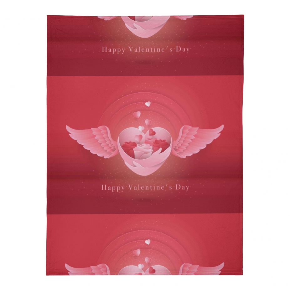 Happy Valentines Day Polyester Premium Fleece Blanket