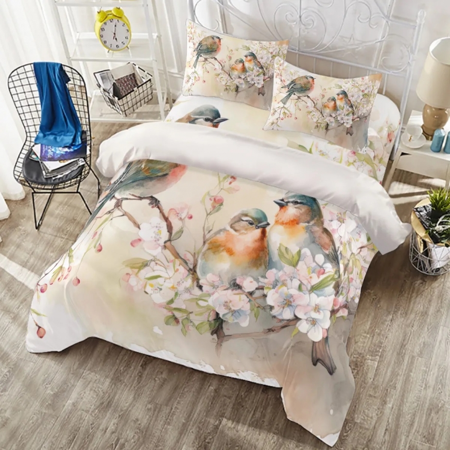 Spring Song Bird Four-piece Duvet Cover Set by EnchantedonlineGifts