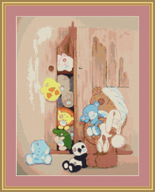 Toys In Cupboard Cross Stitch Pattern By Avalon Cross Stitch