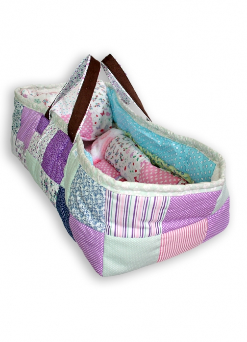 Patchwork Baby Doll Carrier, Baby Doll Bed with pillow blanket